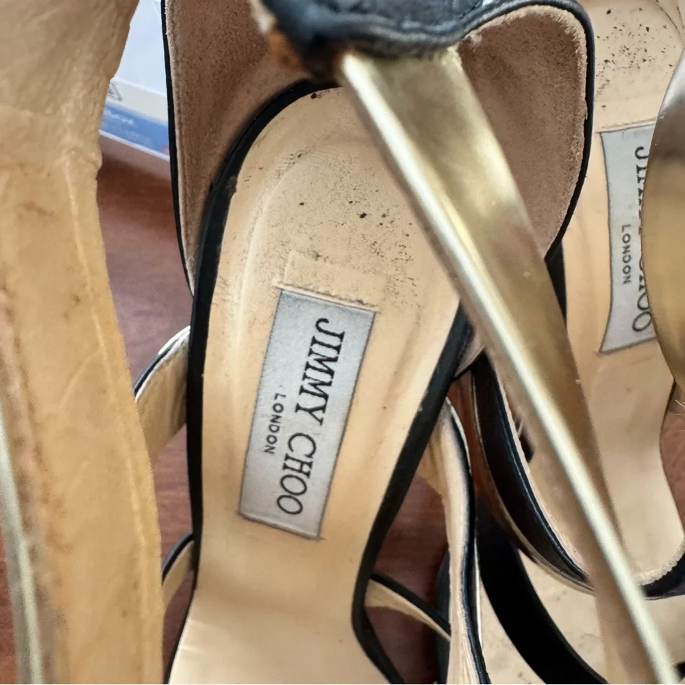 Jimmy Choo Black and Gold Heels - Picture 4 of 9